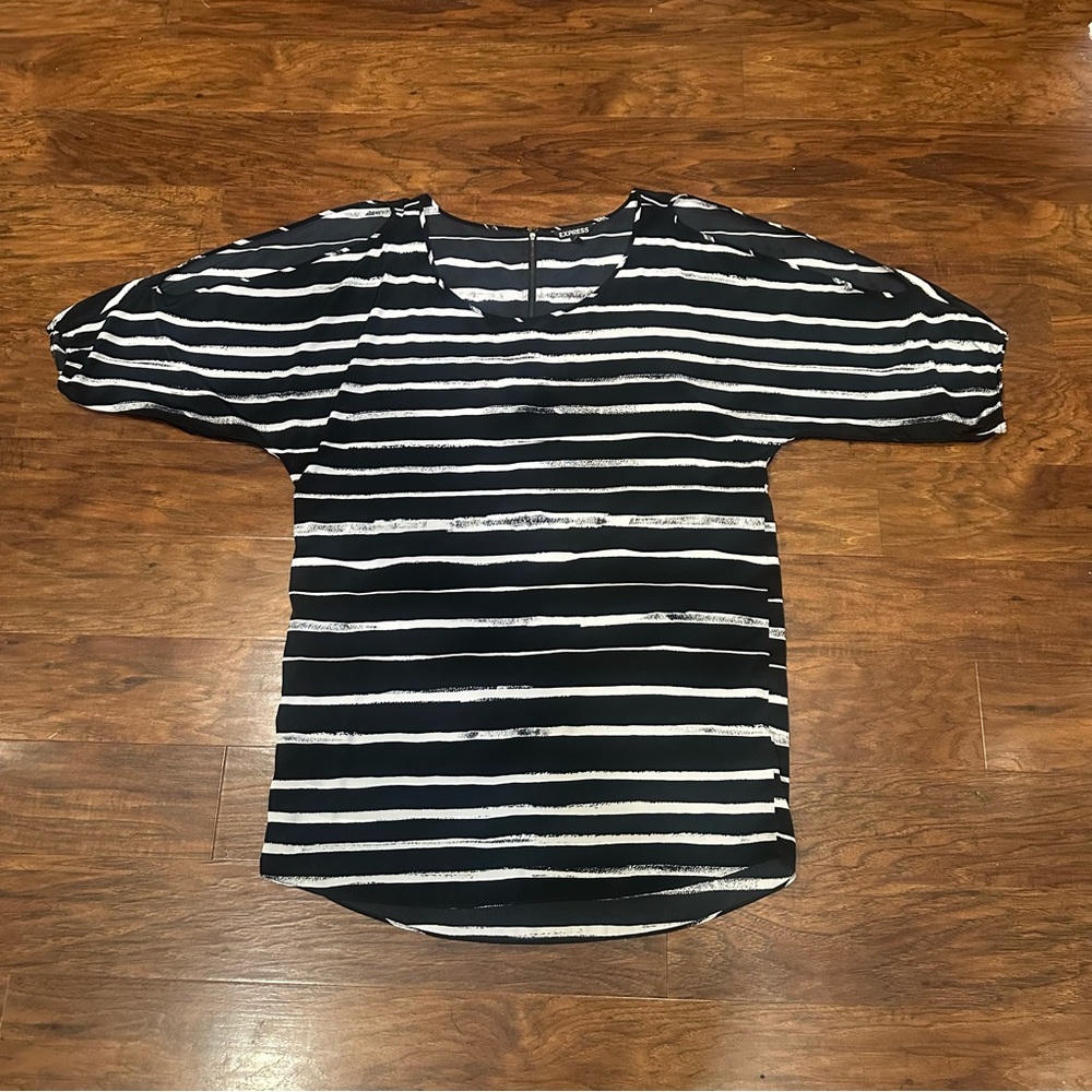 Express Kids Black and White Striped Blouse